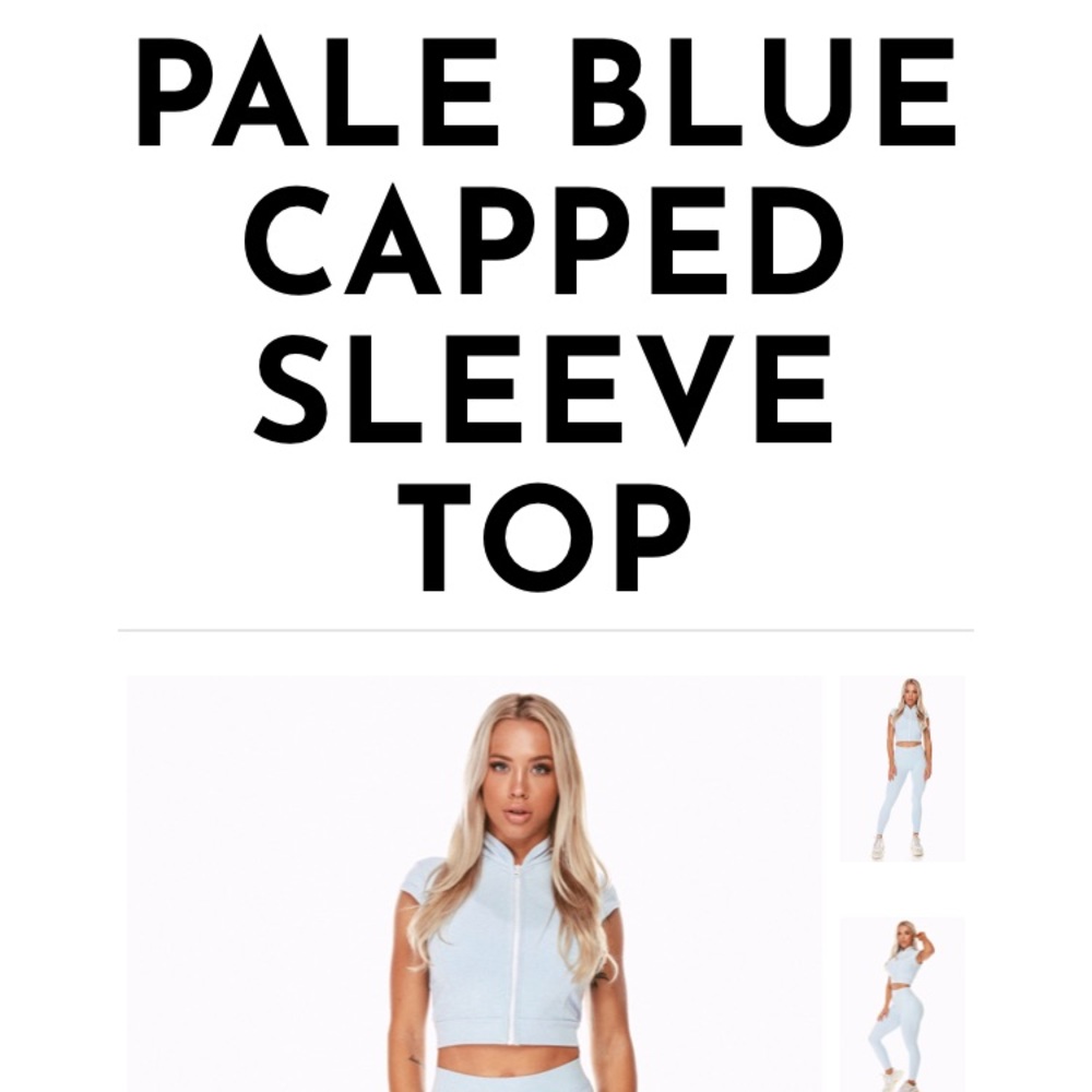 Saski Collection Pale Blue M capped sleeve top